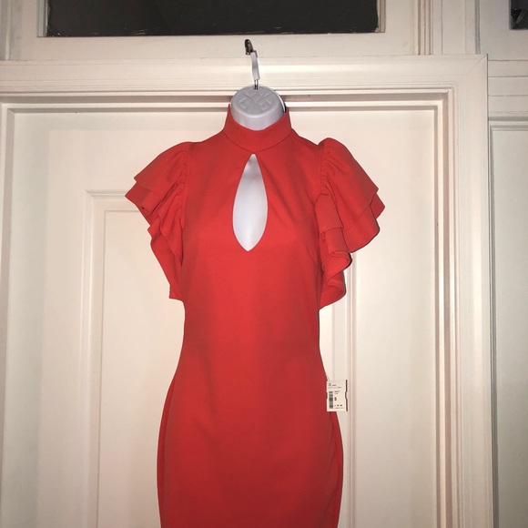 Sassy Coral Bodycon Dress - Picture 2 of 4